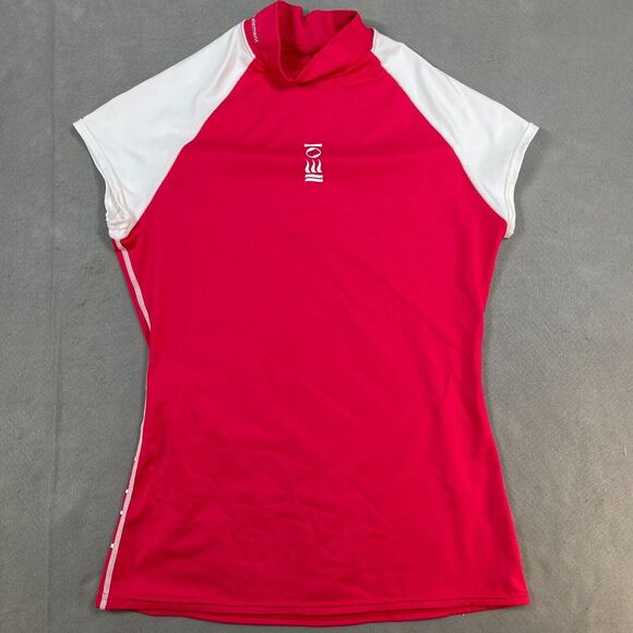 Fourth Element Swim Shirt Top Womens Size 12 Cap Sleeve Hydroskin Red White - Picture 1 of 7